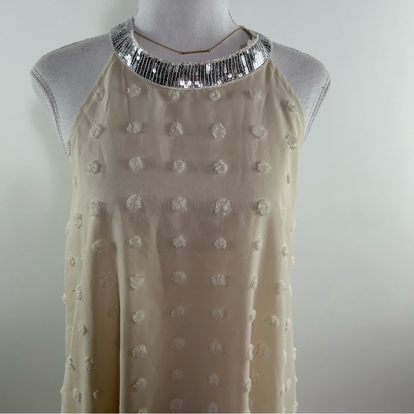 Vintage Cream Dress with White Lifted Polka Dots - Picture 4 of 7